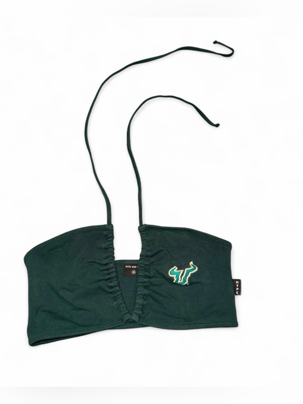 USF Dark Green Women’s Halter Bandeau Top with Embroidered Logo